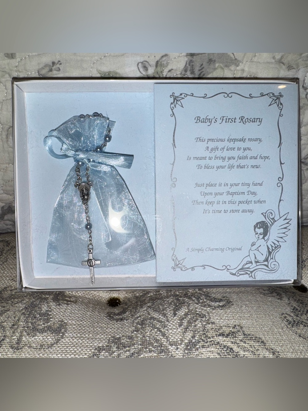 Baby's First Rosary Keepsake in Light Blue